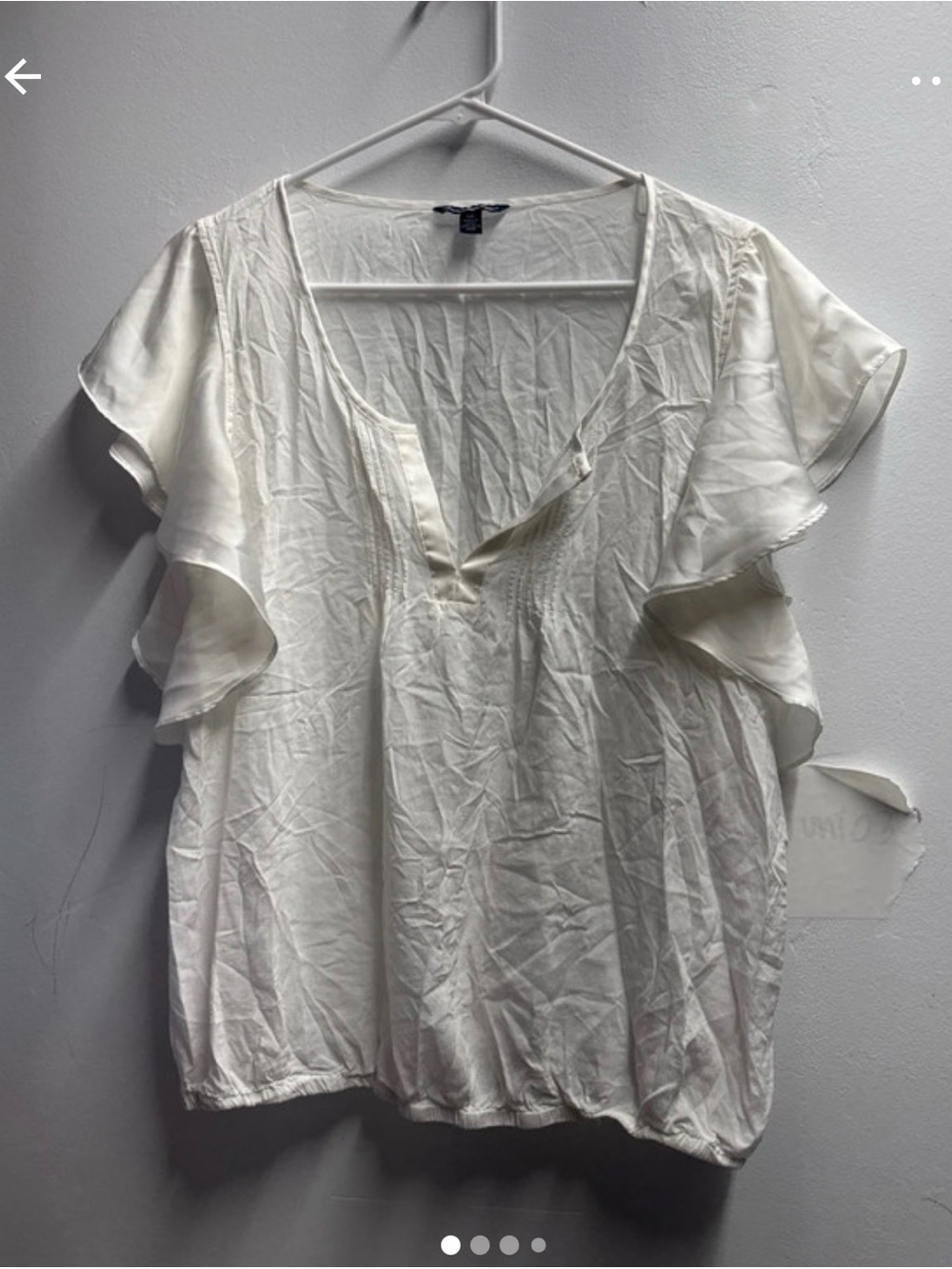 Lightweight White Flutter Sleeve Women's Top